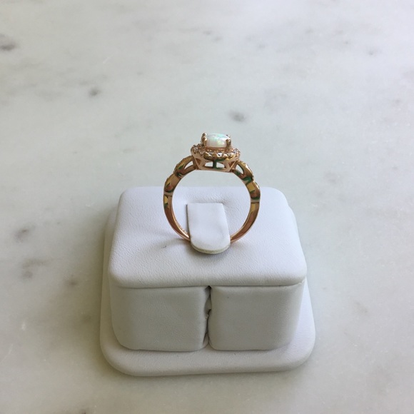 Sale $18! Rose Gold Plated over .925 Sterling Silver Lab created Opal Ring - Picture 15 of 16